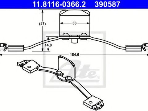 Arc, etrier frana VOLVO S80 I (TS, XY) (1998 - 2006) ATE 11.8116-0366.2 piesa NOUA