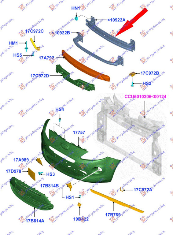 Armatura bara fata FORD KA 2008-2016 cod 1560684