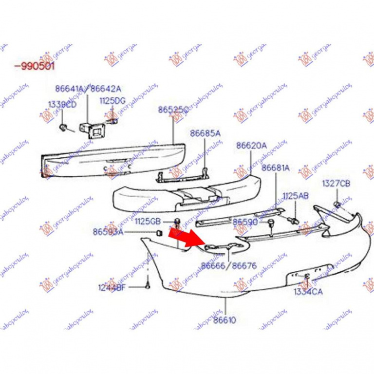 Armatura Bara Spate - Hyundai Coupe 19997 1998 , 86631-27000