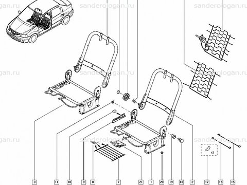 Armatura scaun fata dreapta sezut model airbag DACIA Logan