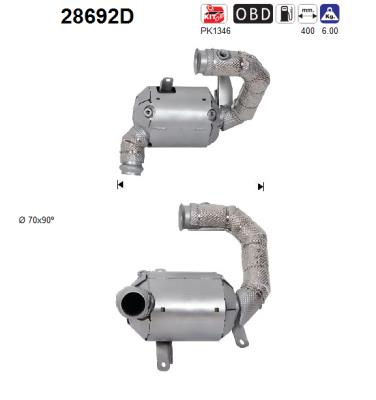 AS Catalizator 28692D la PEUGEOT EXPERT platou / sasiu (V_) AHX (DW10FD) 1997cc 150cp 110kW 2016 2017 2018 2019 2020 2021 2022 2023 2024 2025