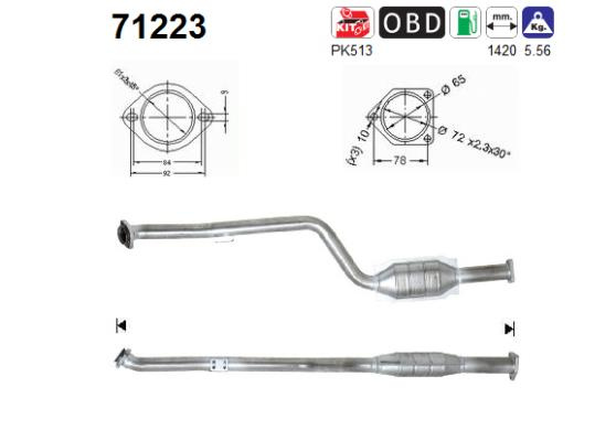 AS Catalizator 71223 pentru MERCEDES-BENZ CLK Cabriolet (A209) M 271.940 1796cc 163cp 120kW 2003 2004 2005 2006 2007 2008 2009 2010