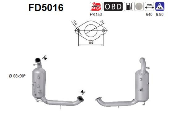 AS Filtru funingine/particule, sist.de esapament FD5016 pentru masina VOLVO V50 (545) 2005 2006 2007 2008 2009 2010 2011 2012