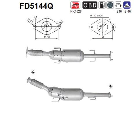 AS Filtru funingine/particule, sist.de esapament FD5144Q compatibil cu NISSAN JUKE (F15) 2010 2011 2012 2013 2014 2015 2016 2017 2018 2019