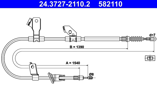 ATE Cablu, frana de parcare 24.3727-2110.2 pentru MITSUBISHI COLT VI (Z3_A, Z2_A) 2004 2005 2006 2007 2008 2009 2010 2011 2012