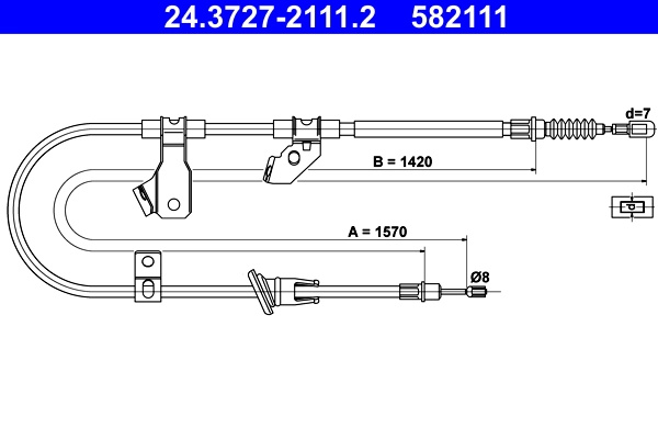 ATE Cablu, frana de parcare 24.3727-2111.2 model MITSUBISHI COLT CZC VI Cabriolet (RG) 2006 2007 2008 2009
