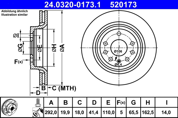 ATE Disc frana 24.0320-0173.1 pentru masina SAAB 9