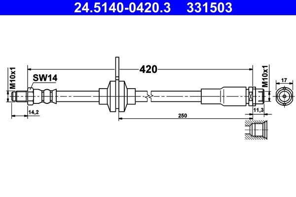 ATE Furtun frana 24.5140-0420.3 la masina FORD GRAND C-MAX Van 2010 2011 2012 2013 2014 2015 2016 2017 2018 2019