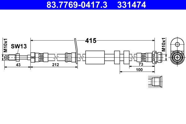 ATE Furtun frana 83.7769-0417.3 pentru FORD KUGA II VAN 2014 2015 2016 2017 2018 2019