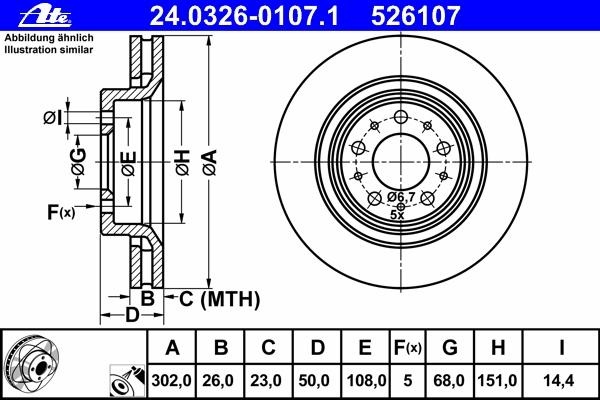 Ate power disc frana fata cu r302mm pt volvo c70,s70,v70