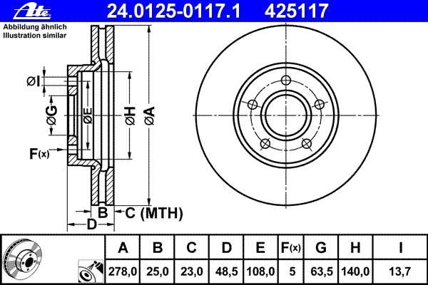 Ate set 2discuri frana fata cu r278mm pt ford c-max, focus 2