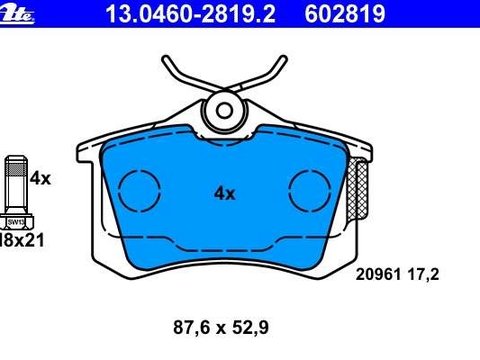 Ate set 4placute frana spate pt citroen c8,fiat ulysse,peugeot 807