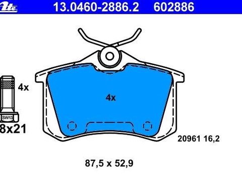 Ate set placute frana spate pt audi A4