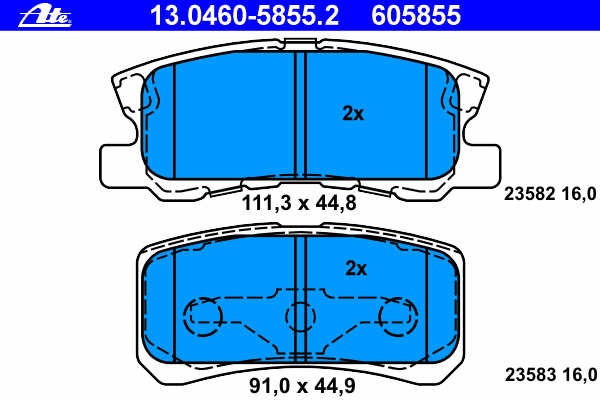 Ate set placute frana spate pt sebering,citroen c4,jeep compass,