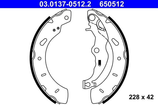 ATE Set saboti frana 03.0137-0512.2 compatibil cu FORD TRANSIT COURIER B460 Autoutilitara/limuzina spatioasa 2014 2015 2016 2017 2018 2019 2020 2021 2022 2023