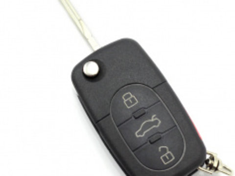 Audi - carcasa cheie tip briceag cu 3+1 butoane buton de panica si baterie 2032 - CARGUARD