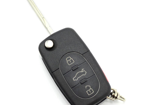 Audi - carcasa cheie tip briceag cu 3+1 butoane, buton de panica si baterie 2032 - CARGUARD
