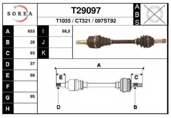 Ax cu came T29097 EAI pentru Peugeot Expert CitroEn Dispatch CitroEn Jumpy Fiat Scudo