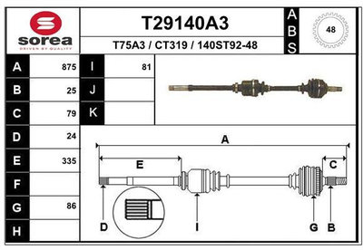 Ax cu came T29140A3 EAI pentru CitroEn Berlingo Ci