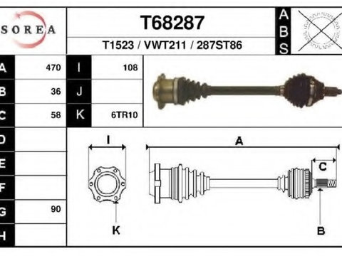 Ax cu came T68287 EAI pentru Skoda Fabia Seat Ibiza Seat Cordoba Vw Derby Vw Polo