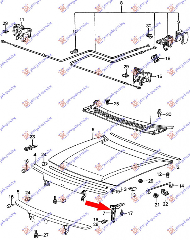 BALAMA CAPOTA FATA - HONDA ACCORD 84-85, HONDA, HO