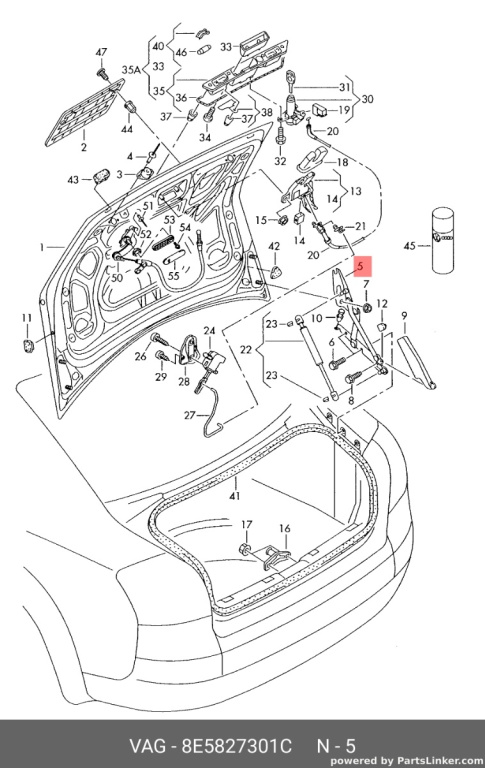 Balama capota portbagaj Audi A4 8E 2002 2003 Sedan OEM 8E5827301C