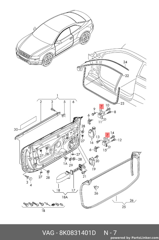 Balama usa stanga fata de pe caroserie Volkswagen Amarok 2H 2015 2016 OEM 8K0831401D