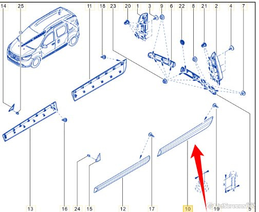 Bandou usa culisanta/panou lateral stanga DOKKER- DACIA - Cod produs 828775691R