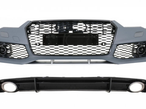 Bara Fata cu Difuzor Spate Negru si Ornamente Evacuare compatibil cu Audi A7 4G Facelift (2015-2018) RS7 Design Only S-Line Tuning Audi A7 4G (facelift) 2014 2015 2016 2017 2018 2019 2020 COFBAUA74GFRSWOGRS7B