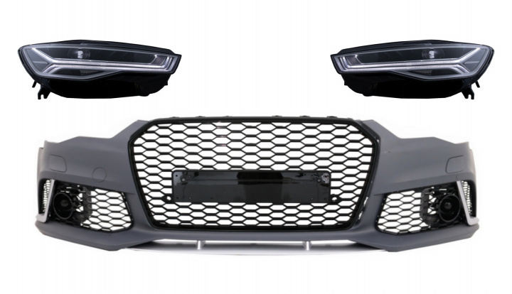 Bara Fata cu Faruri Full LED Semnalizare Dinamica Secventiala RS6 Matrix Design Tuning Audi A6 4G/C7 (facelift) 2014 2015 2016 2017 2018 2019 2020 COFBAUA64GFRSWOGHL