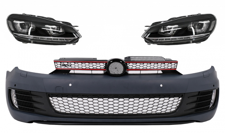 Bara Fata cu Faruri LED Semnal Dinamic GTI U Design Tuning Volkswagen VW Golf 6 2008 2009 2010 2011 2012 2013 2014 2015 COFBVWG6GTIPDCHLU