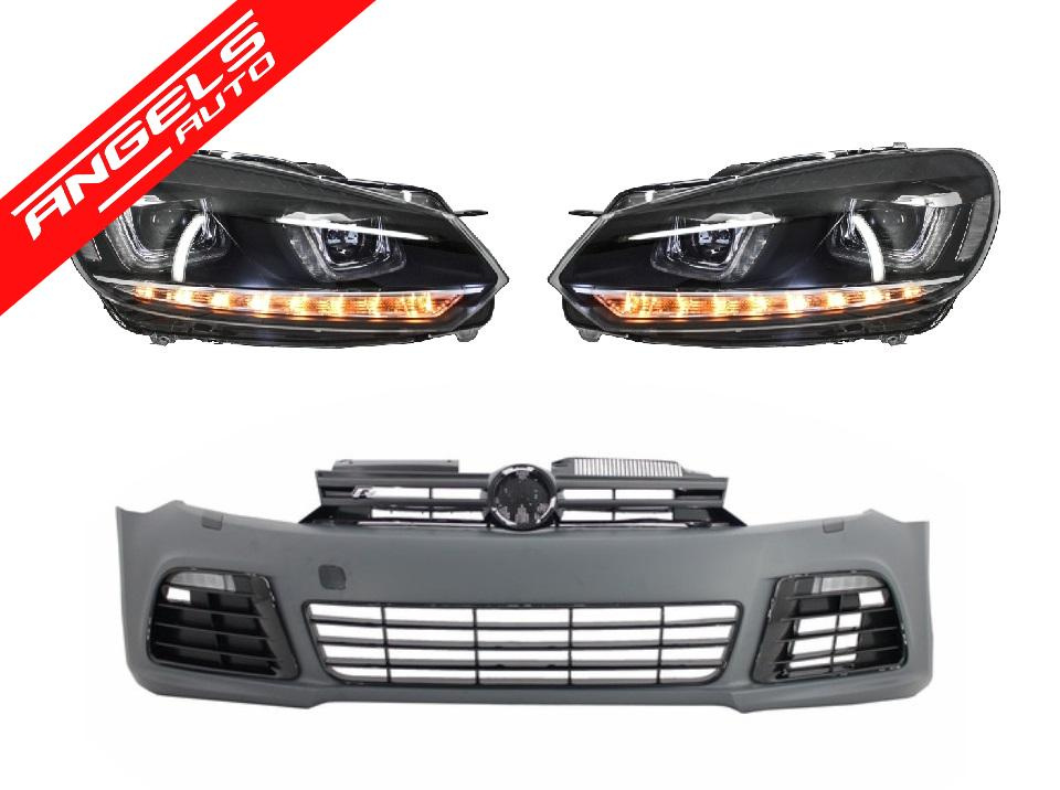 Bara Fata Faruri compatibila cu VW compatibila cu Golf 6 08-13 R20 cu Faruri compatibila cu Golf 7-Look CROM