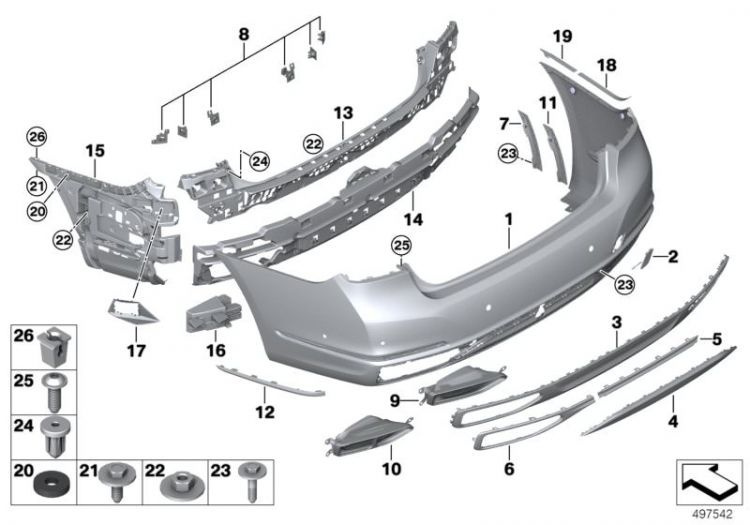 Bara spate grunduita (cu orificii senzori proximitate) BMW SERIES 7 (G11/G12) 19-