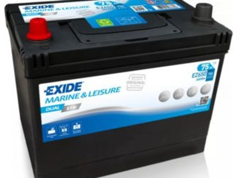 Baterie Exide Dual Etb, Marine &amp; Luisure 75Ah 750A 12V EZ650