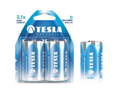 Baterie R20 / D, 1,5V, Capacity 5.0Ah, Tesla Blue + Zinc Carbon, 2 buc