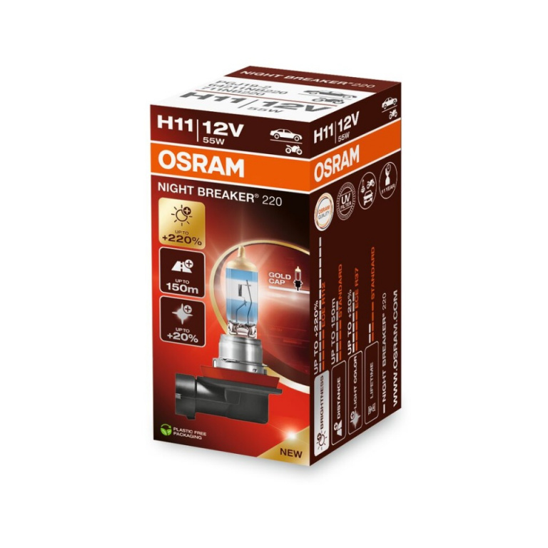 BEC 12V H11 55 W NIGHT BREAKER +220% OSRAM