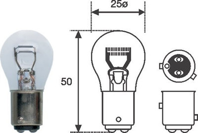 Bec auto P21/4W MAGNETI MARELLI 12V, 21/4W, BAZ15d