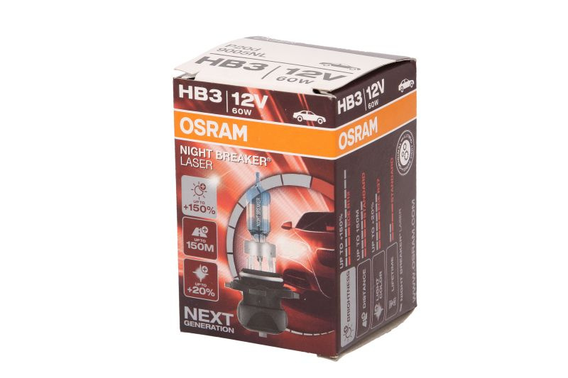 Bec, far faza lunga Bec cutie 1buc HB3 12V 60W P20D lumina de pina la 150 m luminozitate cu pina la 150% mai mare pina la 20% lumina mai alba Night Breaker Laser alb MERCEDES SLR R199 01.90- OSRAM OSR9005 NL