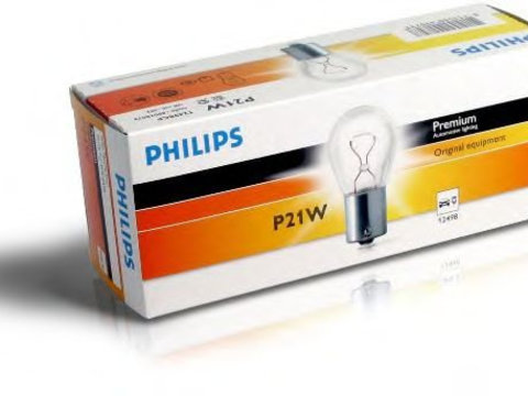 Bec lampa frana P21W 12V/21W BA15S monofilament PHILPS - Cod intern: W20062204 - LIVRARE DIN STOC in 24 ore!!! - ATENTIE! Acest produs nu este returnabil!