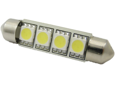 Bec LED SOFIT 42MM 4 SMD 5050 12V ROSU ERK AL-130618-12