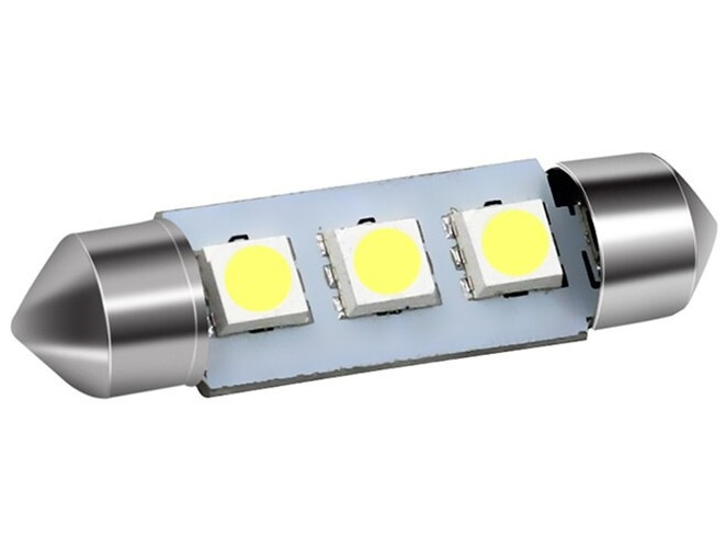 Bec Led Sofit C5W, 3 SMD, 41mm, 12V, Pentru Plafoniere, Portbagaj, Lumina Alb 6000K KRU109