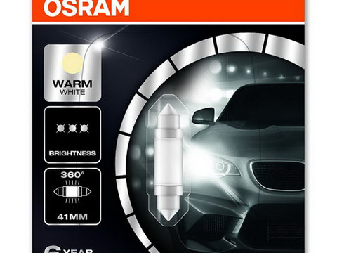 Bec OSRAM lumina calda, iluminare habitaclu centru, fata, spate 41mm (6411 Form) 4- livrare gratuita