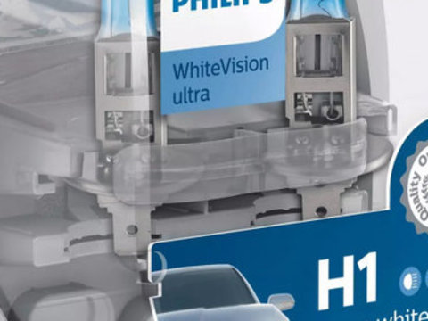 Bec Philips H1 12V 55W Whitevision Ultra P14,5S Set 2 Buc + 2 Buc W5W 12258WVUSM SAN39463