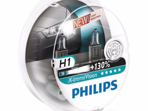 Bec Philips H1 12V 55W Xtremevision +130% Set 2 Buc 12258XV+S2