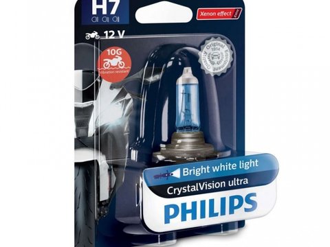 Bec Philips H7 12V 55W Crystal Vision Ultra Moto 12972CVUBW