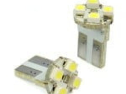 Bec pozitie 4 led T10 SMD lumina alba 12V ( set / 2 buc ) AL-TCT-926