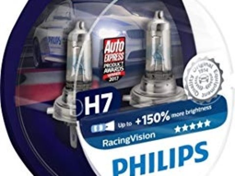 Bec / Set becuri auto far halogen Philips H7 RACING VISION 150% / 12V / 55W (set 2 bucati)