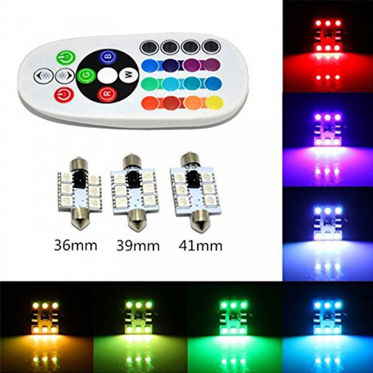 Bec Sofit 39MM RGB Cu Telecomanda 6 Led SMD 5050 RGB 12V ( Pret / Set ) 031016-4