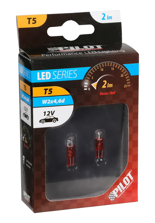 Bec tip LED 12V soclu plastic T5 W2x4,6d 2buc - Ro