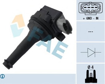 Bobina de inductie 80304 FAE pentru Volvo S60 Volvo S80 Volvo V70 Volvo S40 Volvo V50 Ford Focus Ford S-max Volvo C70 Volvo C30 Ford Kuga Volvo V40 Volvo Xc60